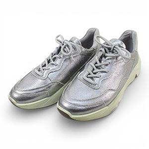 エコー ecco ローカット スニーカー 38 シルバー レザー レディース