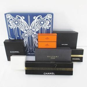 エルメス HERMES 9点セット 空箱 空き箱 保存箱 ギフト用 大 小 収納 付属品 プラダ PRADA / サンローラン パリ SAINT LAURENT PARIS / シャネル CHANEL / ブルガリ BVLGARI / メゾンマルジェラ 11 Maison Margiela 11 黒系 ブラック その他