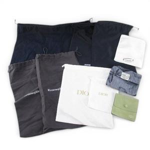 プラダ PRADA 10枚セット 保存袋 収納袋 巾着 ケース 純正 付属品 ロゴ デザイン違い サイズ違い エルメネジルドゼニア Ermenegildo Zegna / シャネル CHANEL / ディオール Dior / ロンハーマン Ron Herman / ヴァンクリーフ＆アーペル Van Cleef & Arpels 紺系 ネイビー その他