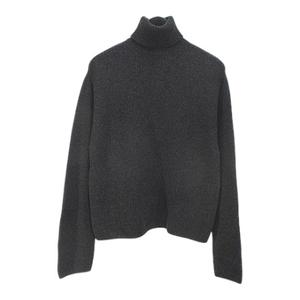 プラダ PRADA MILANO 長袖 カシミヤ ニット セーター 48 灰系 ダークグレー 無地 タートルネック リブ イタリア製 メンズ