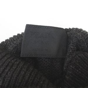 プラダ PRADA MILANO 長袖 カシミヤ ニット セーター 48 灰系 ダークグレー 無地 タートルネック リブ イタリア製 メンズ