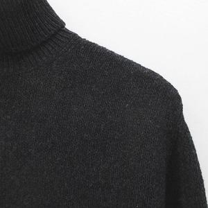 プラダ PRADA MILANO 長袖 カシミヤ ニット セーター 48 灰系 ダークグレー 無地 タートルネック リブ イタリア製 メンズ