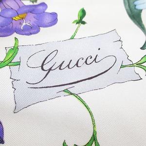 グッチ GUCCI ヴィットリオ・アッコルネロ 大判スカーフ ヴィンテージスカーフ ボタニカル柄 絹 シルク 茶系 ブラウン イタリア製 レディース