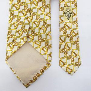 グッチ GUCCI シルク ネクタイ チェーン柄 ベージュ系 イタリア製 ファッション小物 メンズ