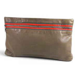 ザラウーマン ZARA WOMAN クラッチバック ベージュ オレンジライン レザー レディース