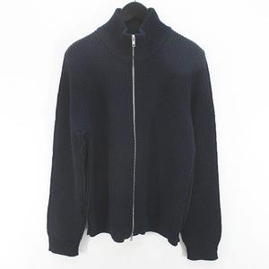 メゾンマルジェラ 10 Maison Margiela 10 20AW SWITCH ZIP CARDIGAN S50GP0223 S17376 スイッチ ジップアップニットカーディガン  S 紺系 ネイビー バイカラー イタリア製 ジップアップ 毛 ウール 無地 メンズ