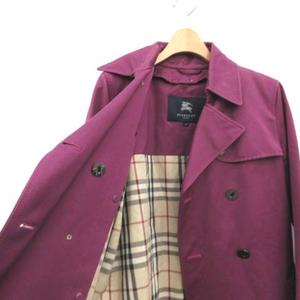 バーバリーロンドン　ノバチェック　ベルト　トレンチコート　パープル バーバリー ロンドン BURBERRY LONDON 38 M トレンチコート 裏地ノバ