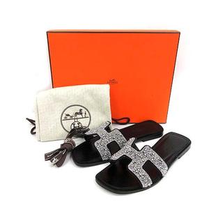 エルメス HERMES オラン ORAN サンダル フラット Hモチーフ ビジュー 