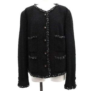 【ワイフ品】CHANELウール ココマークボタン ノーカラージャケット シャネル CHANEL 07P ココボタン ココマーク ノーカラー