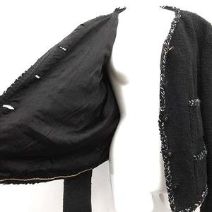 超希少品！♥ CHANEL　フリンジの黒ジャケットCCボタン　超人気の完売商品！ シャネル CHANEL 07P ココボタン ココマーク ノーカラー
