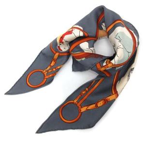 エルメス HERMES ポワントゥ スカーフ 三角 シルク イラスト 総柄