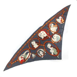 エルメス HERMES ポワントゥ スカーフ 三角 シルク イラスト 総柄