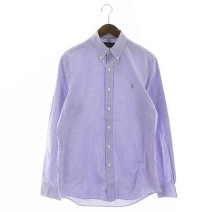 美品▲RALPH LAUREN ラルフローレン/ボタンダウン長袖シャツ パープル ラルフローレン RALPH LAUREN ギンガムチェック シャツ ボタン
