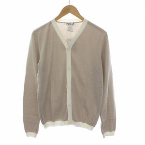 未使用品 アニエスベーオム Agnes b. homme カーディガン ニット Vネック コットン 長袖 1 S グレージュ 白 /YM メンズ
