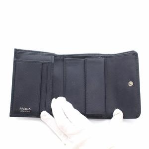 プラダ PRADA 財布 三つ折り ラインストーン スタッズ レザー 紺