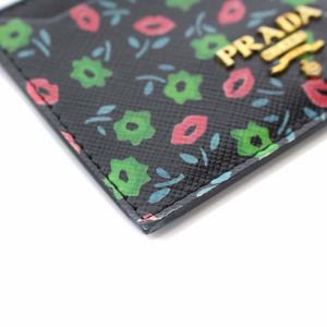 プラダ PRADA カードケース 名刺入れ サフィアーノレザー 花柄 