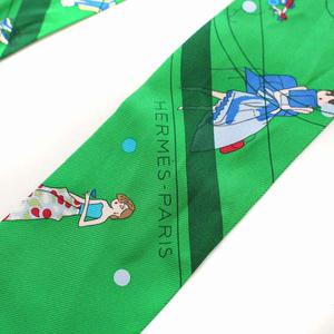 エルメス 20SS ツイリー エクリブリス パリジェンヌ スカーフ シルク 緑 エルメス HERMES 20SS ツイリー エクリブリス パリジェンヌ スカーフ