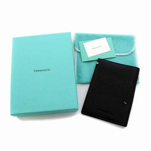 ティファニー パスポートケース ブラック ティファニー TIFFANY & CO. レザー パスポートケース カバー 黒