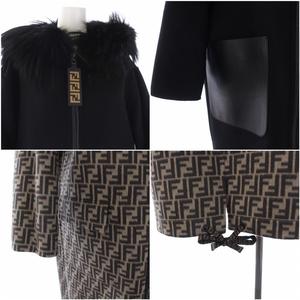 フェンディ FENDI 21AW リバーシブル ロングコート ズッカ柄 無地