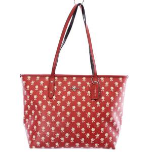 コーチ COACH フローラル ハンドバッグ トートバッグ レザー 花柄 赤  