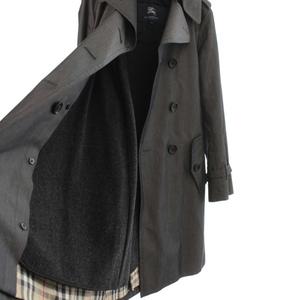 Burberry london トレンチコートウールチェック黒グレーM