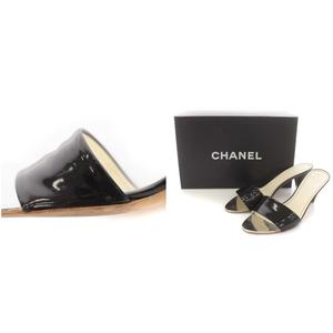 シャネル CHANEL ミュール サンダル ココマーク ハイヒール エナメル 