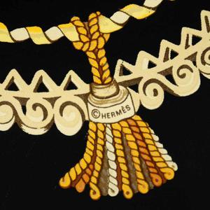 HERMES PARIS シルクスカーフ 黒金 エルメス HERMES カレ90 パプロール Paperoles スカーフ シルク