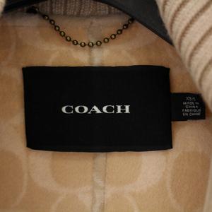 未使用品 コーチ COACH WOOL CAPE ジップウールコート ポンチョ ロング
