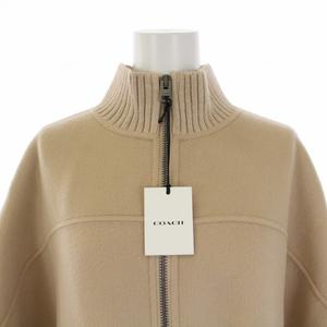 未使用品 コーチ COACH WOOL CAPE ジップウールコート ポンチョ ロング