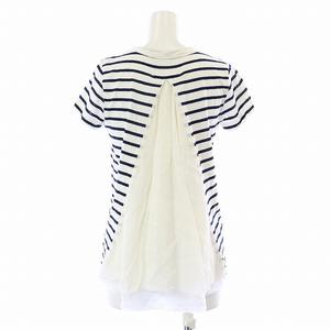 sacai - サカイラック sacai luck  半袖カットソー Tシャツ クルーネック 異素材切替デザイン サイズ1 S相当 15SSLU939 ブルー ブラック ボーダー柄【中古】【新品同様】【美品】 sacai - サカイラック sacai luck 半袖カットソー Tシャツ