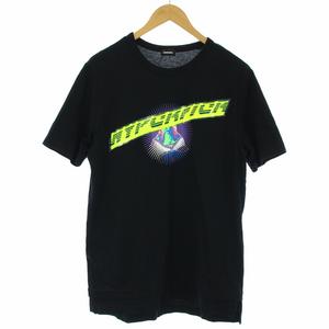 ディーゼル DIESEL Tシャツ カットソー 半袖 プリント 黒 S ブラック 