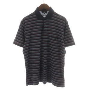 ダンヒル dunhill ポロシャツ 半袖 ボーダー コットン L グレー 紺 