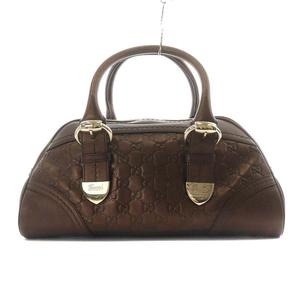 グッチ　レザー製　ブラウンバッグ グッチ GUCCI グッチシマ ミニボストン ハンドバッグ レザー 茶