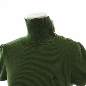 美品　BURBERRY バーバリー ブルーレーベル　タートルニット　リボン　38 バーバリー ブルーレーベル ウール 100% タートル レディース ニット 水色