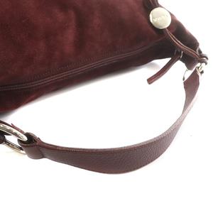 フルラ FURLA ハンドバッグ スエード×レザー ボルドー バッグ 中古フルラ スエード 型押しレザー ハンドバッグ