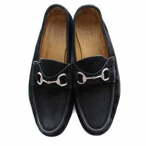 グッチ GUCCI ホースビットローファー スエード 6.5 25.5cm 黒