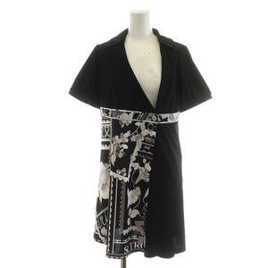 中古】LEONARD(レオナール) スカート ひざ丈/花柄 白×黒 中古  