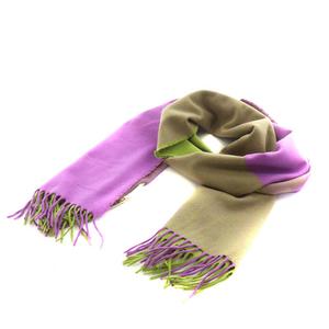 エルメス HERMES マフラー ストール フリンジ カシミヤ 緑 グリーン 紫