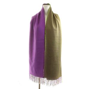 エルメス HERMES マフラー ストール フリンジ カシミヤ 緑 グリーン 紫