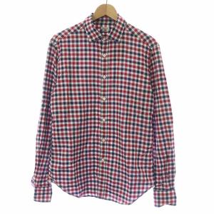 バグッタ Bagutta ボタンダウンシャツ 長袖 チェック 39 M 赤 レッド 