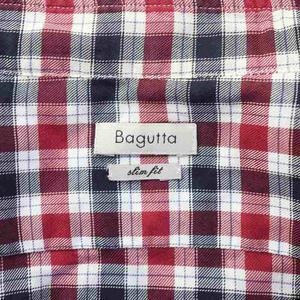 バグッタ Bagutta ボタンダウンシャツ 長袖 チェック 39 M 赤 レッド 