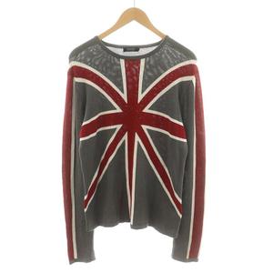 BURBERRY ニット手袋 グレー×紺×赤 210.jpg