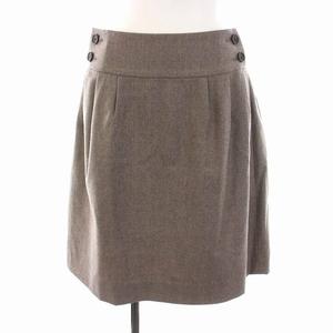 フォクシー FOXEY ウールスカート ひざ丈 台形 38 S グレージュ 35151  