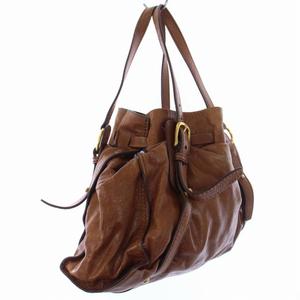 ミュウミュウ miumiu トートバッグ ハンドバッグ リボン レザー 茶  