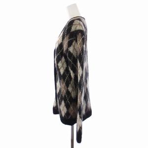 極美品 バトナー 6 B＆Y別注 モヘヤ アーガイルクルーネックニット M 茶 バトナー BATONER ROKU 6 BEAUTY&YOUTH 別注 モヘアアーガイルニット