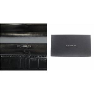 バーバリー BURBERRY 長財布 二つ折り エナメル チェック型押し 黒 