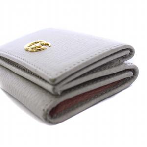 美品 Gucci グッチ ダブルG ウォレット グレー 三つ折り財布 グッチ GUCCI ダブルG ウォレット 三つ折り財布 レザー ゴールド