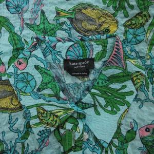 ケイトスペード KATE SPADE シャツ ブラウス 魚柄 総柄 シェルボタン 