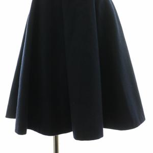 ヨーコチャン YOKO CHAN フレアスカート ひざ丈 ウール タック 36 S 紺 