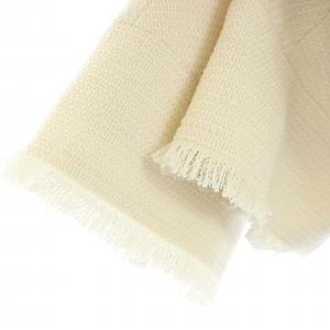 エブール ebure フリンジツイード ノーカラージャケット 36 S 白